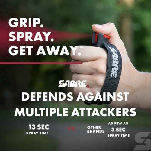 SABRE Runner Pepper Gel, Maximum Police Strength OC Spray, Reflective Hand Strap for Easy Carry & Quick Access, 0.67 fl oz, Secure & Easy to Use Safety, Optional Clip-On Alarm & LED Armband Combos