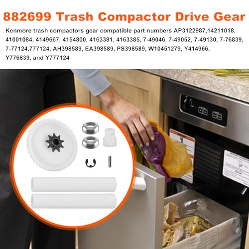 Trash Compactor Drive Gear 882699 for Whirlpool KitchenAid Kenmore OEM Replacement