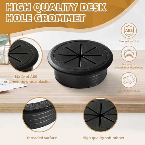 XIOGZAXI 3.1 Inch Black Desk Grommet Hole Cover for Cables, 2 Pieces – Model 3 Variation