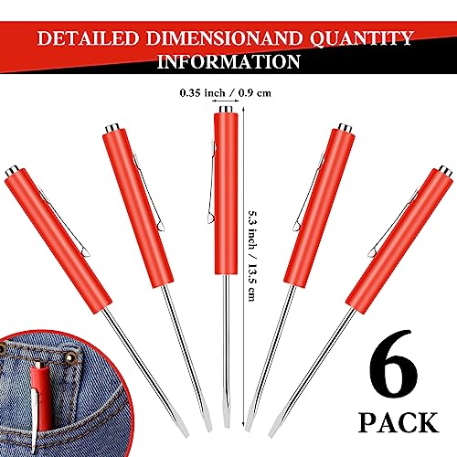 6 Pieces Pocket Screwdriver Mini Tops And magnetic pocket screwdriver with A Single Blade Head for Mechanical, Electrician (Red)