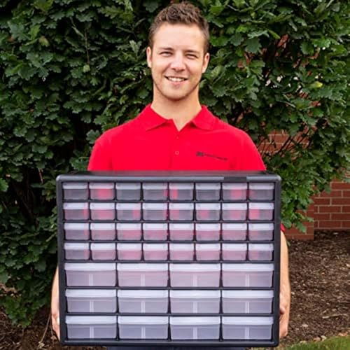Akro-Mils Black 44-Drawer Plastic Storage Cabinet - 20"W x 6"D x 16"H, 1 Pack