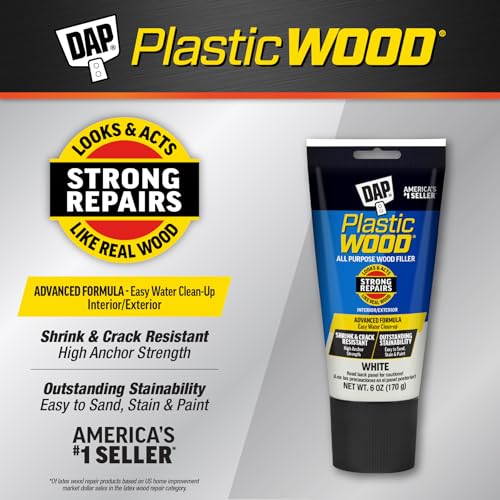 Plastic Wood Filler 6 Oz - All Purpose Latex Interior & Exterior Repair