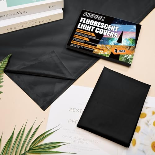 ANGSYLTH Black 4-Pack 2x2 Feet Fluorescent Ceiling Light Covers for Home & Office