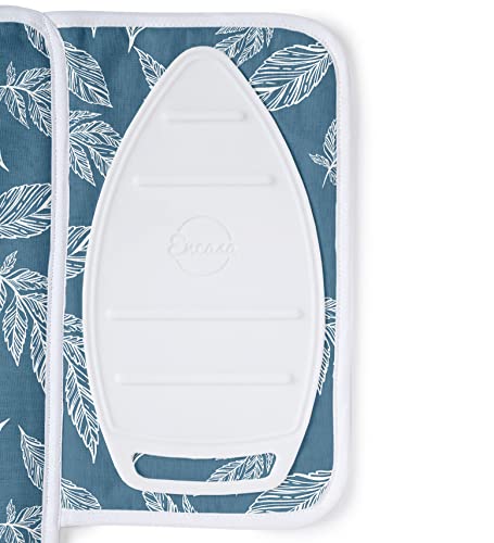 Encasa XO Big Leaves Blue Small 28x20 Ironing Mat - Heat-Resistant Table Top Pad