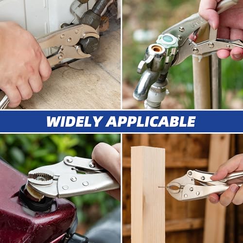 7-Inch Locking Pliers, Curved Jaw Locking Pliers with Wire Cutter, Fit for Clamping Twisting Welding