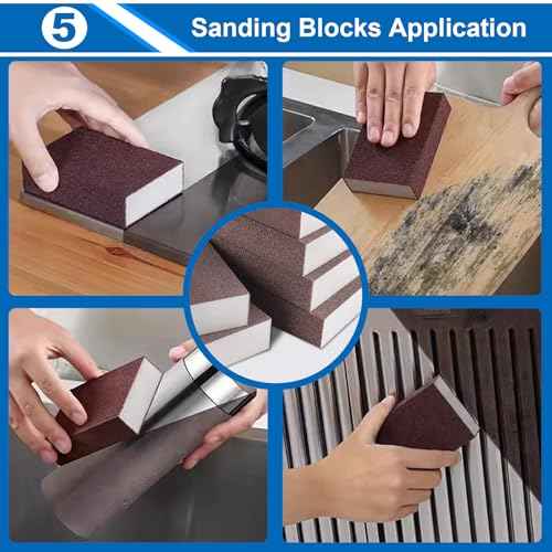 smseace 12 Pack Sanding Blocks 60 80 120 180 220 Grit Drywall Sanding Block Sand Paper for Wood Furniture,Drywall,Metal,Crafts Sanding Block Set Sanding Sponge