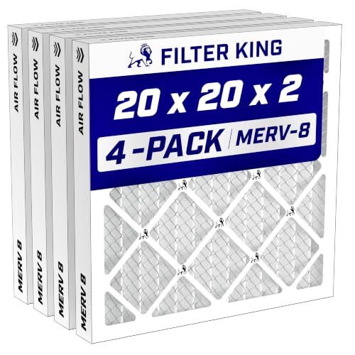 Filter King 20x20x2 MERV 8 Air Filter Pack for AC & Furnace - 4 Pack