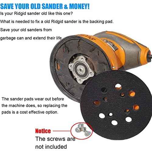 2 Pack 5 Inch 8 Hole Hook and Loop Replacement Sander Pad for Ridgid R2501 R2600 R2601 R2611 R8606 Random Orbit Sander. 5" Replacement Hook and Loop Backing Pad Parts # 300527002