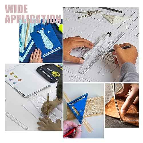 PH PandaHall 2pcs 9 in 1 Heart Inlay Template Router Stencils Acrylic Templates Drawing Scale Ruler Measuring Tool for Back to School Office Home Supplies Woodworking 7x4.7 inch