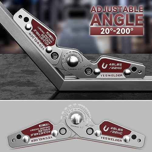 YESWELDER Adjustable Angle Welding Magnet 20-200¡Æ Magnetic Welding Holder of 48LBs Holding Power Welding Accessory