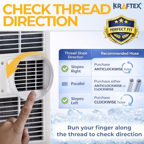 Kraftex 5.9-Inch White Anti-Clockwise Portable AC Exhaust Hose, Extends up to 80 Inches