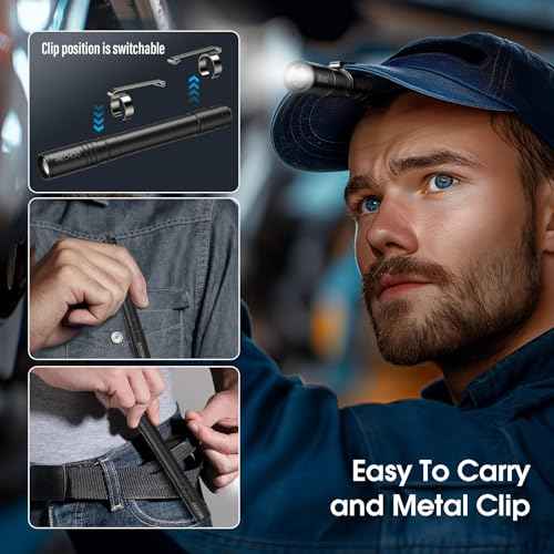 RECHOO LED Pen Light 4 Pack, Lightweight, Small Bright Pen Flashlight with Clip, Waterproof Portable Pocket Flashlight for Home, Emergencies, Inspection (Battery Included)