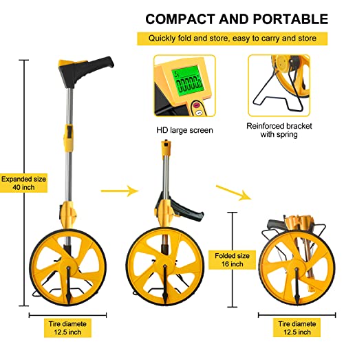 King&Charles Zozen Digital Measuring Wheel 40in Foldable, Ft/Meters Backlit Display