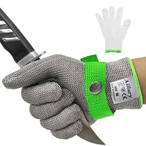 Level 9 Cut Resistant Kitchen Glove,Food Grade,Machine Washable,Stainless Steel Wire Metal Mesh Safety Work Glove for Mandolin,Meat Cutting,Oyster Shucking,and Wood Working (Large)