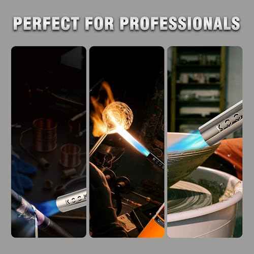 Propane Torch Head,Powerful 4-Flame Blow Torch Head Trigger Start Propane Torch with Igniter MAPP Gas Torch Kit Grill Gun on 1-lb Propane Tank Holder for Soldering Welding Brazing Cooking