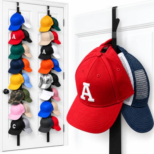 Jokari 2-Pack Over-the-Door Cap Rack Organizer Holds 16 Hats, No Hardware Needed