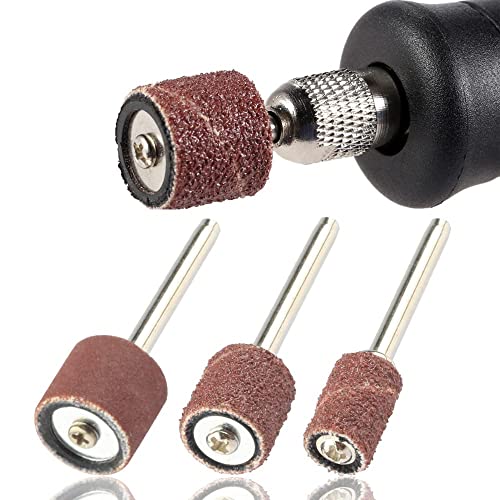 Yakamoz 132Pcs Sanding Drums Kit, 80 120 180 Grit Sanding Bands Mini Drum Sander Sleeves with 3mm Shank Drum Sanding Mandrels for Drill Dog Nail Grinder fits Dremel Rotary Tools