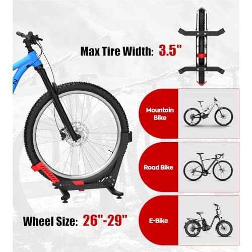 Bike Floor Stand, Portable Bike Storage for Garage - up to 3.5" Tire Wide, MTB & Road Bicycle Floor Stand, Front and Rear Wheel Parking Rack Fit for 26"-29" Bikes