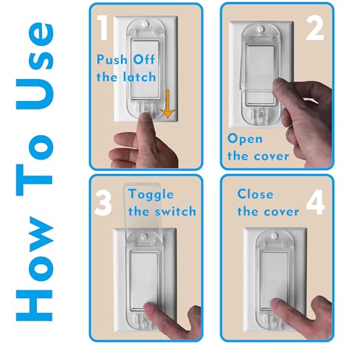 LRANFOW 2-Pack Clear Rocker Light Switch Cover Guard, Child & Pet Proof