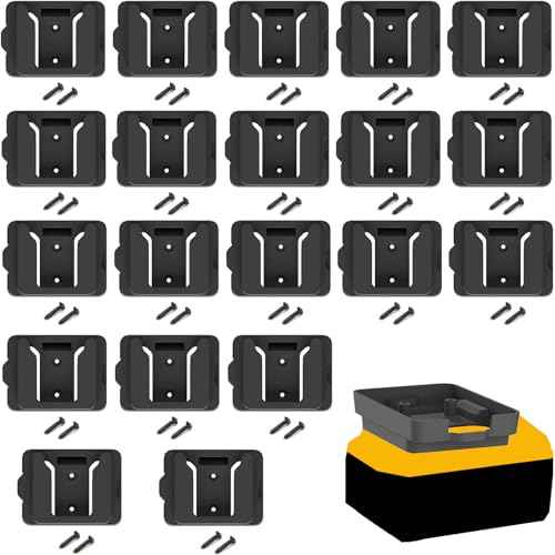 Battery Rack Compatible with DeWalt 20V Battery Holder, Battery Garage Tool, for Dewallt 20v Tools, Wall Displlackay Hook Holder (20PCS, Black)