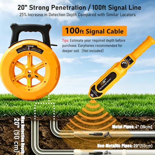 ZC-D830 Pipe Locator Underground,100ft Buried Water Line Detector