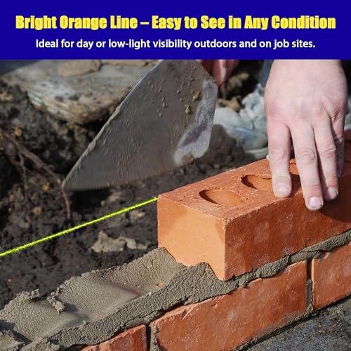 #18 Mason Line String, 540 Feet Braided Nylon Twine with 5 Built-in Levels, High-Visibility String Line for Construction, Gardening, DIY, and Outdoor Projects (Fluorescent Yellow)