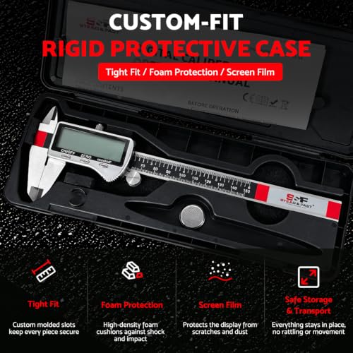 S&F STEAD & FAST Digital Caliper Measuring Tool 6 inch with Extra