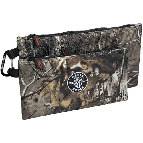 Klein Tools 55560 Zipper Bags, Camo Bags are 12.5 and 10-Inch, 1680d Ballistic Weave Camouflage 2-Piece