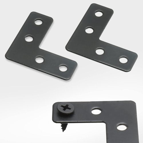 Piutouyar Black Stainless Steel L Braces Flat Corner Braces 40mm x 40mm/1.57 x 1.57 Inch Angle Brackets Connector Fixing Repair Joint Bracket for Wood Furniture (20Pcs)