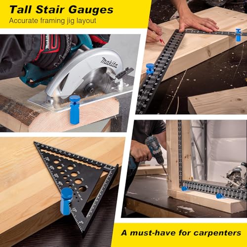 Tall Stair Gauges for Framing Square | Stringer Layout Tool with Holder