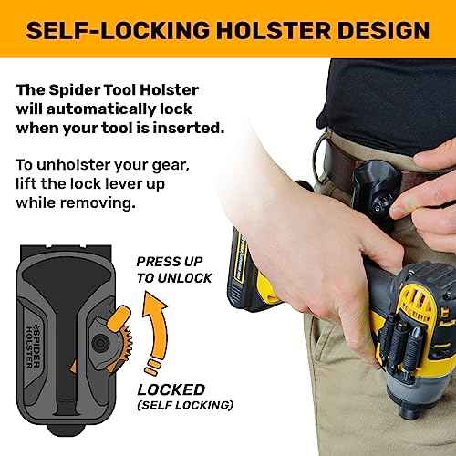 Spider Tool Holster - Improve The Way You Carry Your Power Drill, Driver, Multitool, Pneumatic, Multi-Tool and More on Your Belt - Compatible With All Major Tool Brands