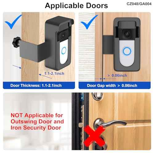 Anti-Theft Doorbell Mount Compatible with Ring Video Doorbell 1/2/3/3 Plus/4/Plus/Pro/(2020 Release)/(2024 Release), Adjustable No-Drill Doorbell Camera Mount Not Block Doorbell Motion Sensor