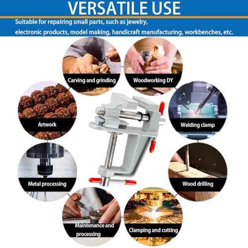 3.5 Inch Compact Aluminum Alloy Swivel Mini Bench Vise - Multifunctional Clamping Tool for Jewelry Making, Hobby Craft, Model Building & Electronics Repair