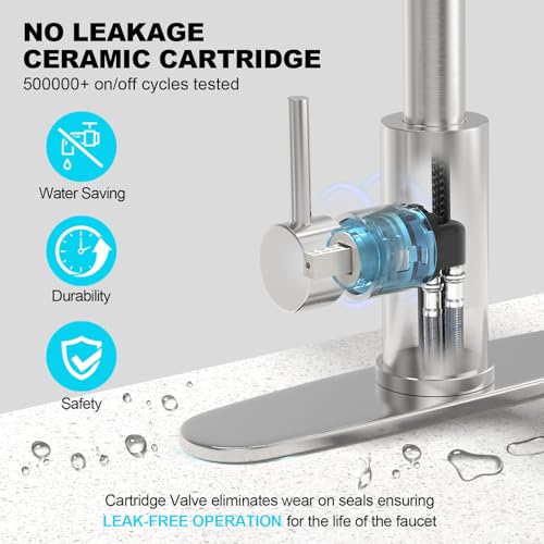AVSIILE Brushed Nickel Kitchen Faucet with Pull Down Sprayer & Soap Dispenser, Touch On