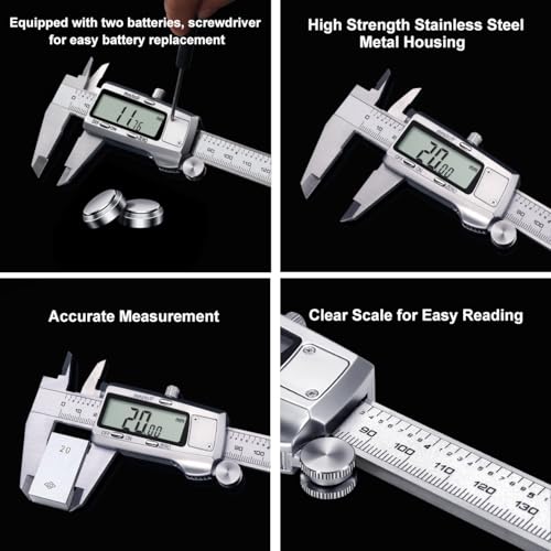 Kynup Digital Caliper 6 Inch, Precise Stainless Steel Measuring Tool