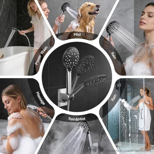 Veken Chrome 11.8-Inch High Pressure Rainfall Shower Head with Handheld & Adjustable Arm