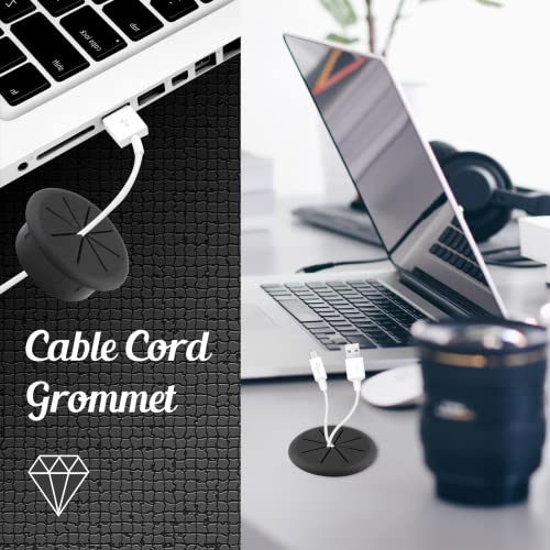 2pcs 2 Inch Black Cable Grommet Desk Cable Management Insert