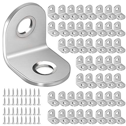 ZOENHOU 100PCS 20x20mm Stainless Steel L Brackets Corner Supports with 200 Screws