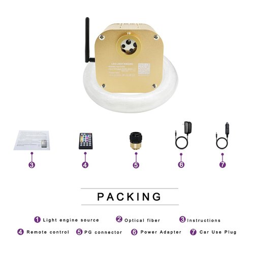 AKEPO 16W RGBW Twinkle Fiber Optic Lights Music + APP Control Star Ceiling Light Kit for Car & Home, RGBW LED Light Engine Driver with Optical Fiber Cable 550pcs 13.1ft/4m 0.75mm + Remote