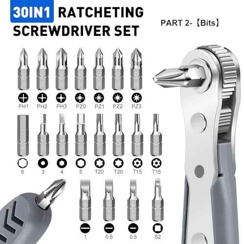 30in1 Right Angle Screwdriver, 36-Tooth Mini Ratchet Wrench, Angle Screwdriver for Tight Spaces, Low Profile Offset screwdrivers, Magnetic Ratchet Screwdrivers Repair Tool