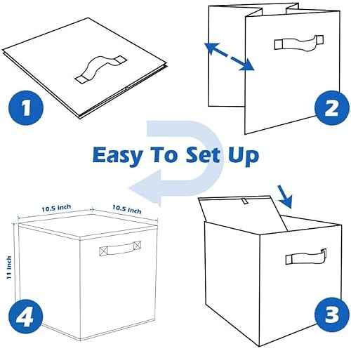 PowerKing Collapsible Storage Cubes with Handles, Fabric Foldable Bins for Closet Shelves, Durable Organization Storage Bins, 10.5'' x 11'' x 10.5'', 6 Pack, Cream