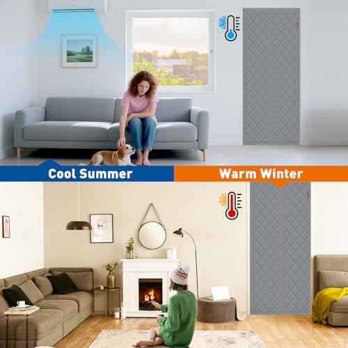 MAGZO Magnetic Thermal Insulated Door Curtain Fits Door Size 60" x 96", Oxford Cloth Strong Magnets Winter Entrance Insulation, Thicken Cotton Doorway Cover for Sliding Entrance, Gray