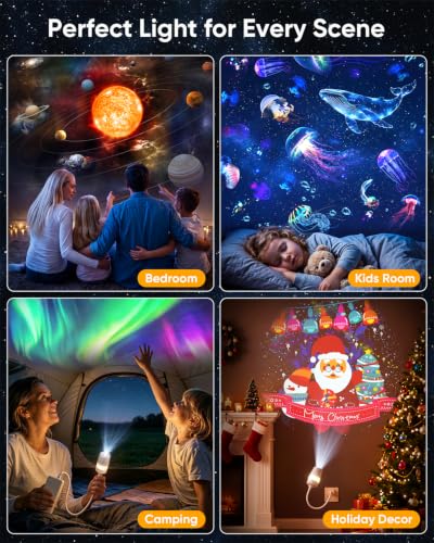 Afootry Starry Sky Galaxy Night Light Projector with 13 HD Films - 2-in-1 Holographic & Bedside Light