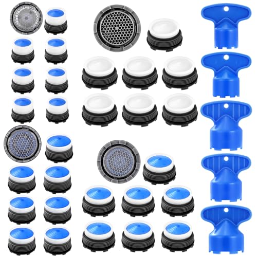Draupnir 28 Pcs Blue Faucet Aerator Set with Key - Compatible with 16.5-24mm Sink Faucets