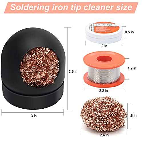 Soldering Iron Tip Cleaner Kit, Windspeed Non-slip Brass Soldering Tip Cleaner Solder Flux Brass Tip Cleaning Brass With Holder, Solder Flux, Solder Wire 4pcs Copper Wire Ball, No Water Needed