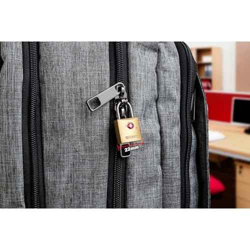 BRINKS TSA Approved Padlock, 22mm Solid Brass, Chrome-Plated with Hardened Steel Shackle, TSA Locks for Luggage, 2- Pack