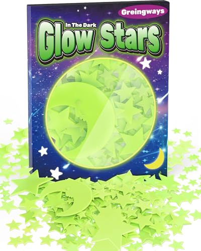 Green Glow in The Dark Stars Stickers for Boys Room Ceiling Decor - 200 Pieces