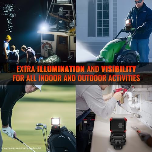 Easymaxx Rechargeable Clip Light 2 Pack - 2100LM LED Work Lights with Magnetic Base