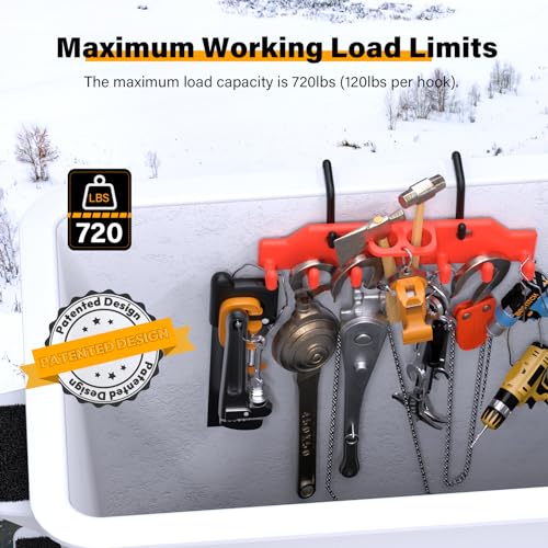 Tricana Lineman Tool Board with 2x 2” & 2x 3” Aerial Bucket Hooks – Metal Bucket Truck Organizer