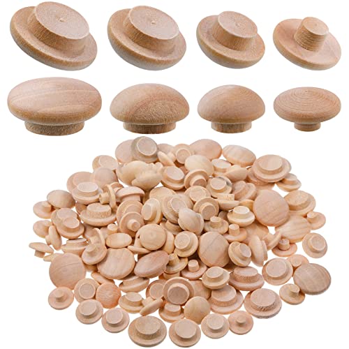 Bucherry Wooden Mushroom Hole Plugs - 120 Pieces, 4 Sizes for Furniture & DIY